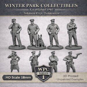 HO Scale Police Figures Set 18mm Model Railroad Officers 3D Printed Police 8pc